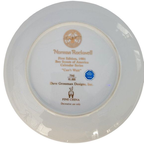 Norman Rockwell Boy Scout Plate "Can`t Wait" 1981 First Addition #7946 of 10,000 - Picture 5 of 7